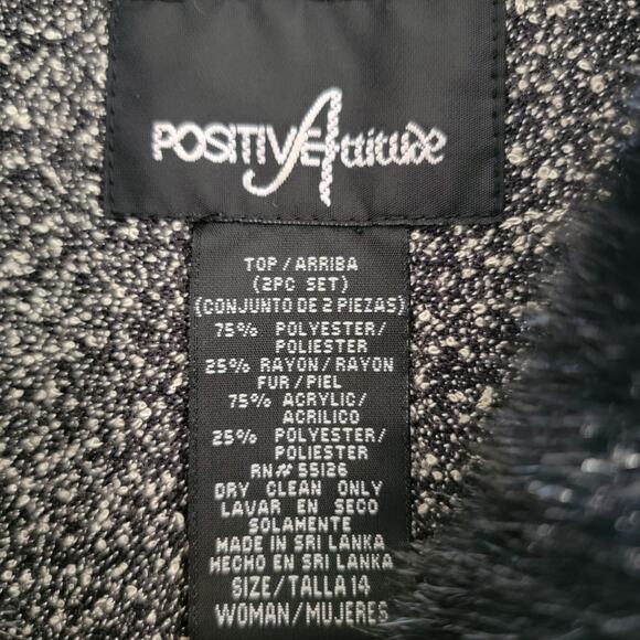 Women 14 Black & White Bouclé Blazer Faux Fur Collar Texture Tailored Whimsygoth - Picture 4 of 11